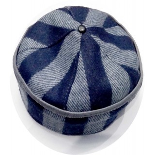 Afghani Round winter Topi- Blue Check